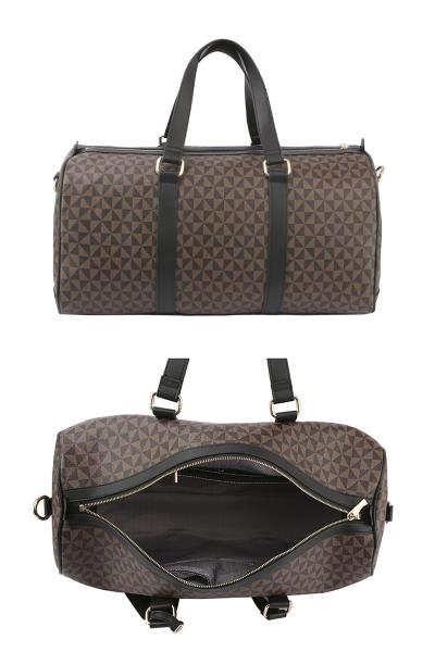 2IN1 MONOGRAM PATTERN TRAVEL DUFFEL BAG WITH CYLINDER POUCH SET