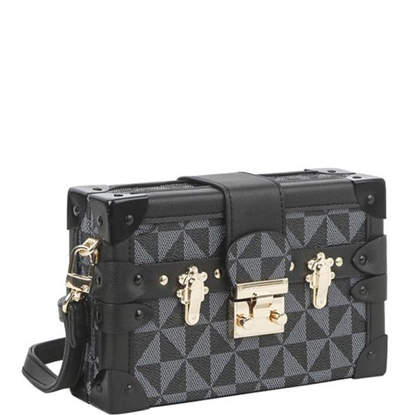 FASHION CHECK METAL BOX DESIGN CROSSBODY BAG