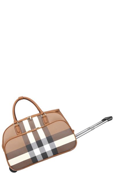 PLAID HANDLE TRAVEL LUGGAGE BAG