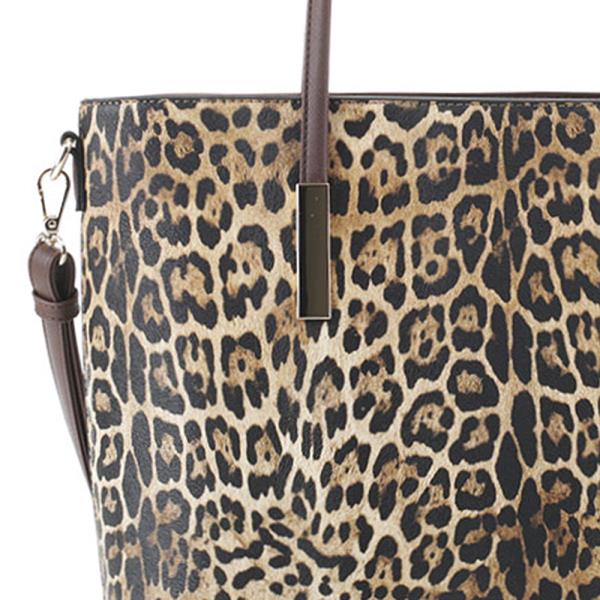 2IN1 FASHION SMOOTH LEOPARD PRINT SHOPPER BAG WITH MATCHING WALLET SET