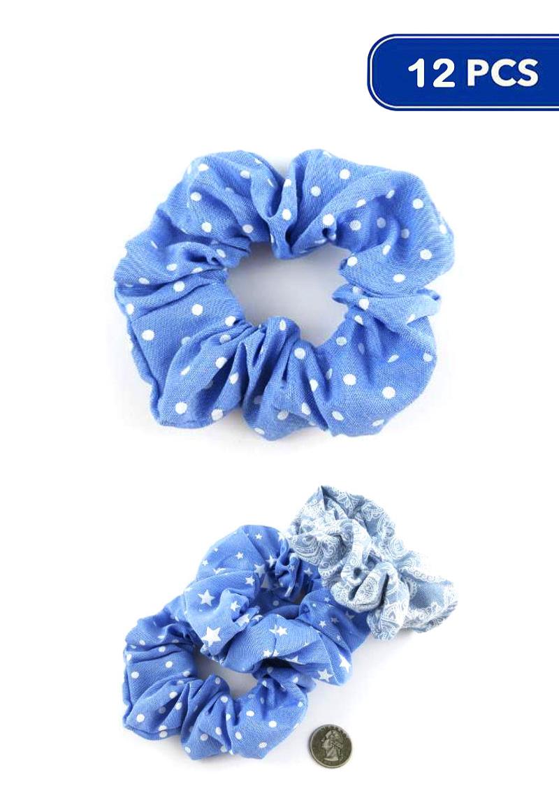 POLKA DOT STAR HAIR TIE SCRUNCHIES 12 PCS SET