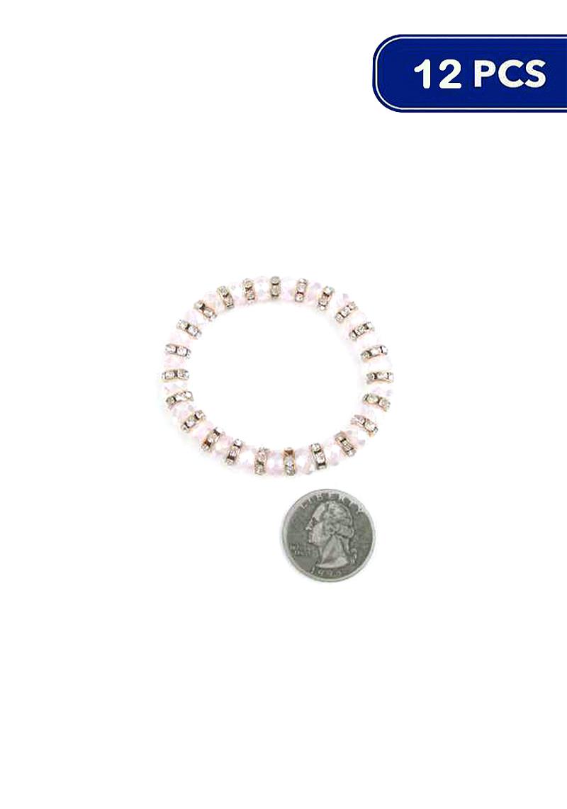 FASHION PATTERN CRYSTALIZED BALL BEAD BRACELET (12 UNITS)