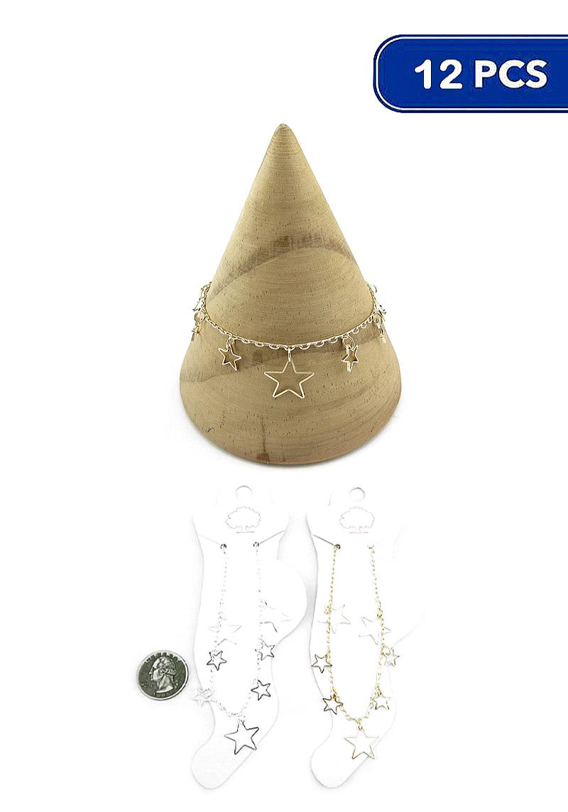 MULTI STAR DANGLE CHAIN ANKLET (12 UNITS)