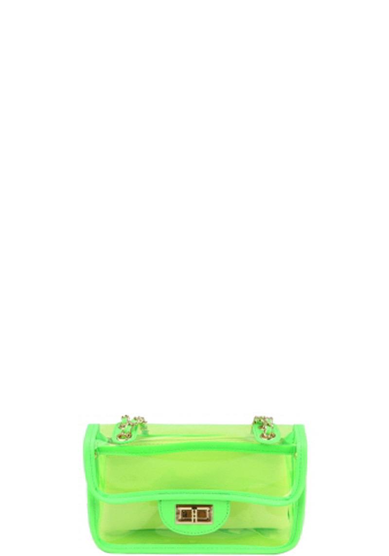 2IN1 FASHION NEON TRANSPARENT CLUTCH BAG WITH MINI BAG SET