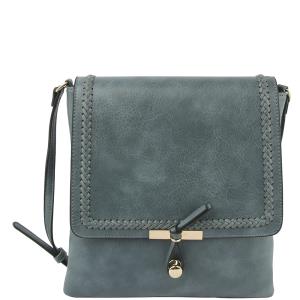 LEATHER RECTANGLE MESSENGER CROSSBODY BAG