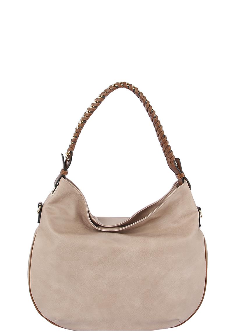 PLAIN COLOR TEXTURE HOBO BAG