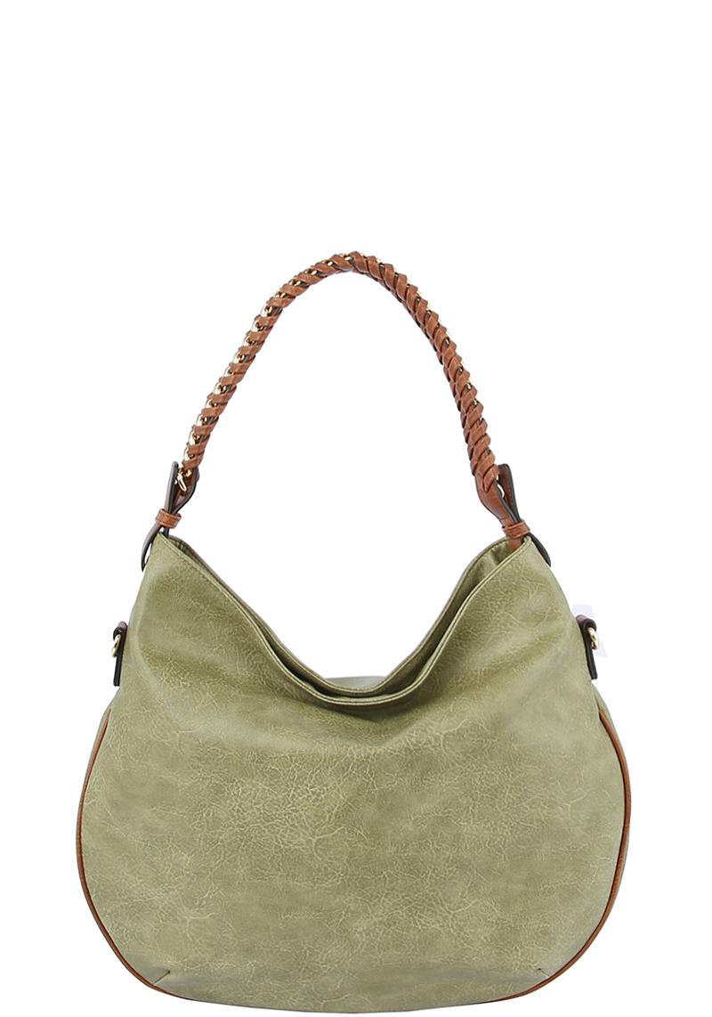 PLAIN COLOR TEXTURE HOBO BAG
