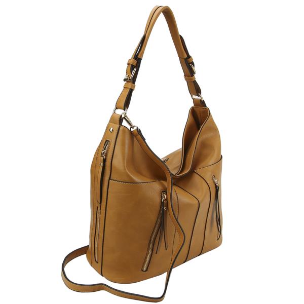 FASHION SMOOTH ZIPPER HOBO BAG