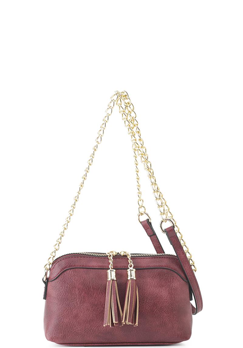 STYLISH DOUBLE TASSEL LONG CHAIN CROSSBODY BAG