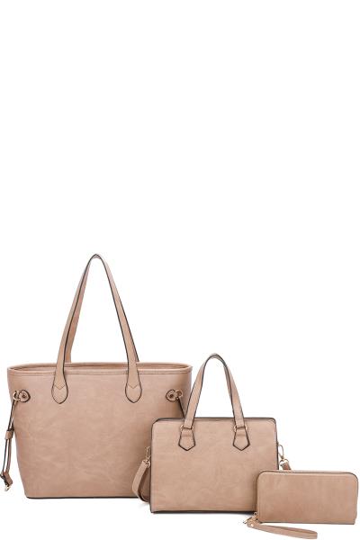 31IN PLAIN TOTE BAG WITH SATCHEL AND WALLET SET