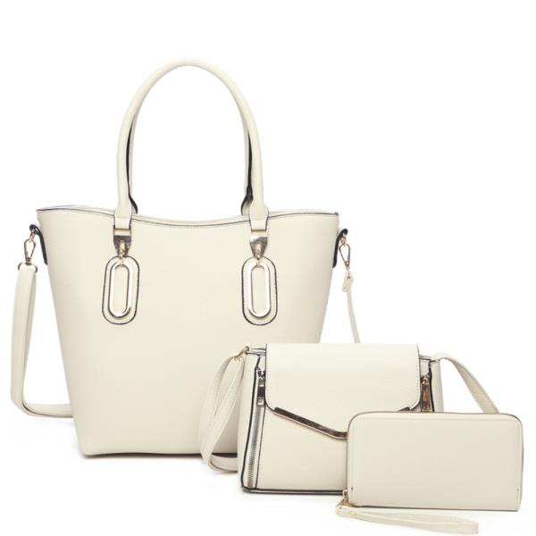 3IN1 SMOOTH SATCHEL BAG W CROSSBODY AND WALLET SET