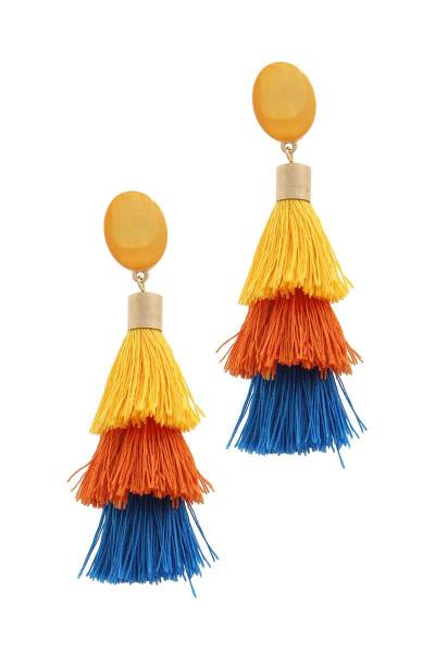 DOUBLE TASSEL POST DROP EARRING