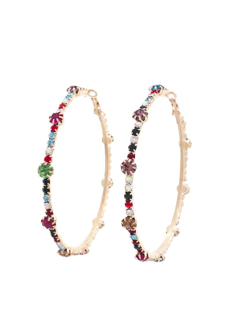 RHINESTONE EDGE HOOP EARRING