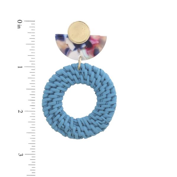 HALF CIRCLE ACETATE ROUND WOVEN POST EARRING