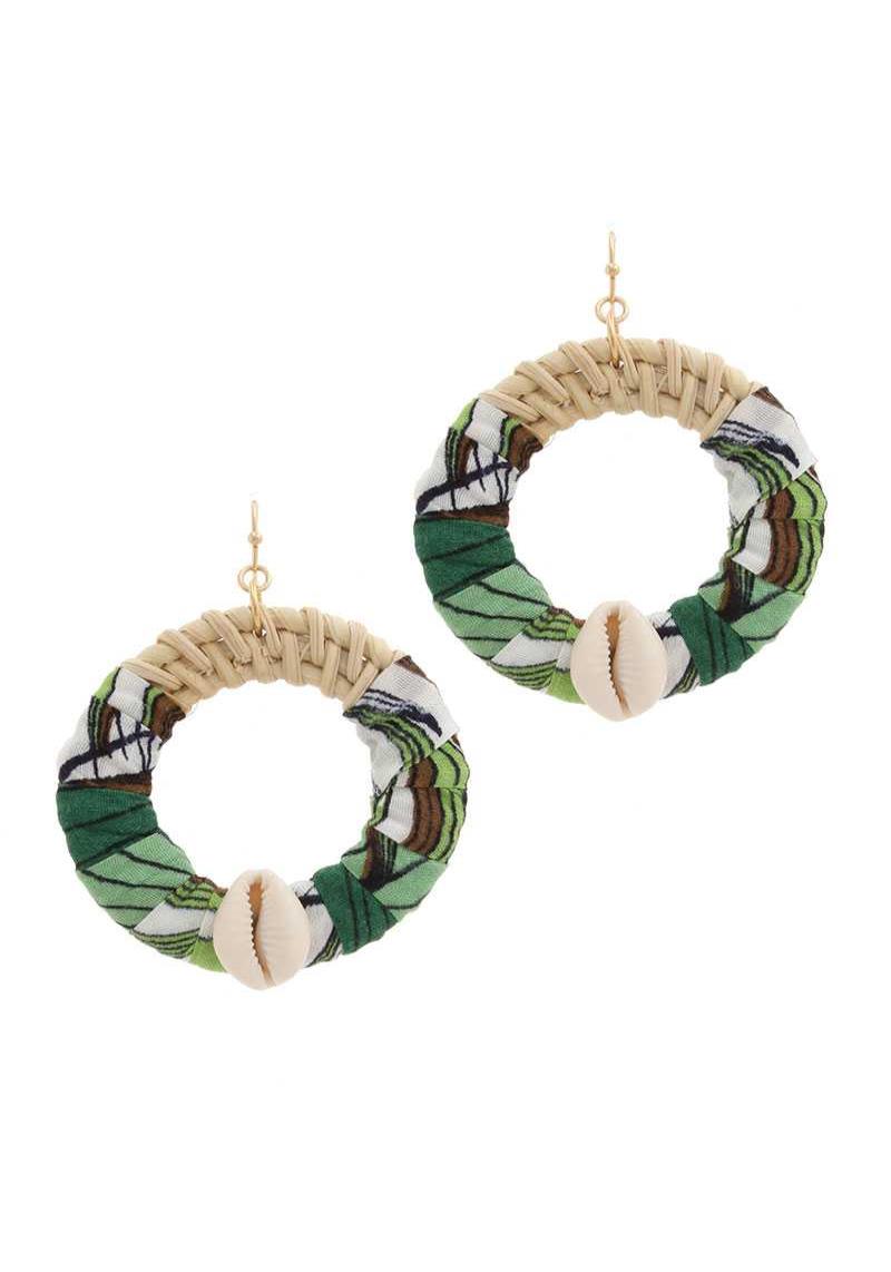 CIRCLE COWRIE SHELL DROP EARRING