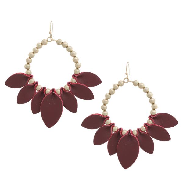 PU LEATHER BEADED DANGLE EARRING