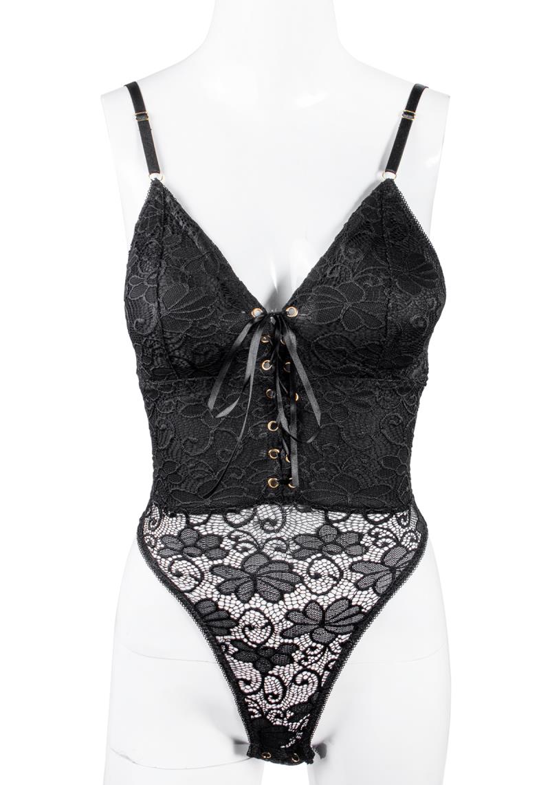 LACE FLORAL DESIGN LINGERIE BODY SUIT