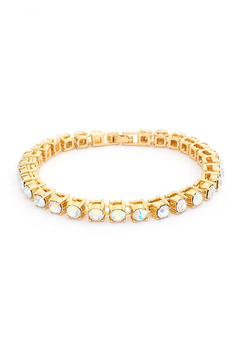 CRYSTAL SINGLE LAYER METAL BRACELET