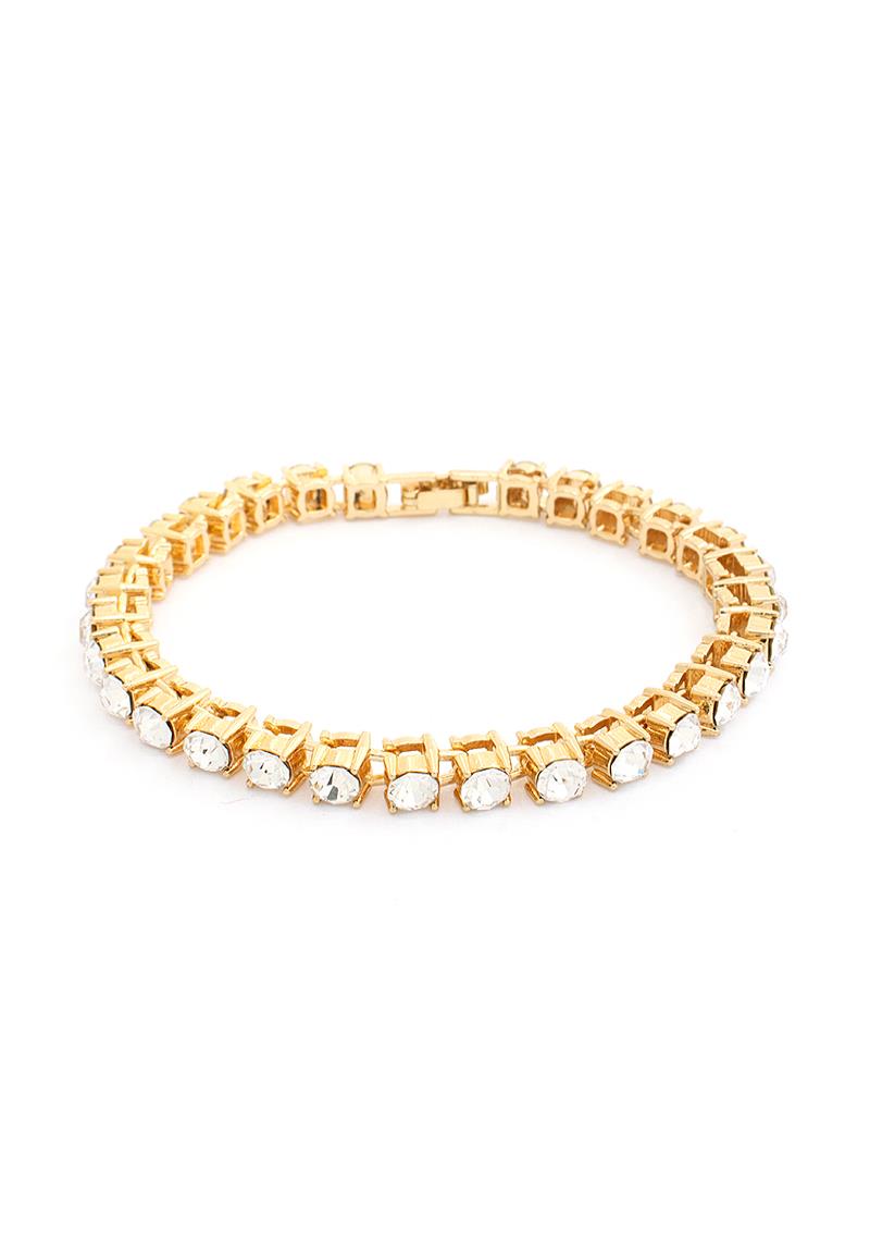 CRYSTAL SINGLE LAYER METAL BRACELET