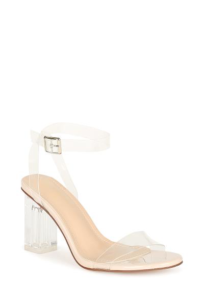 FASHION CLEAR STRAP ANKLE BUCKLE HEEL