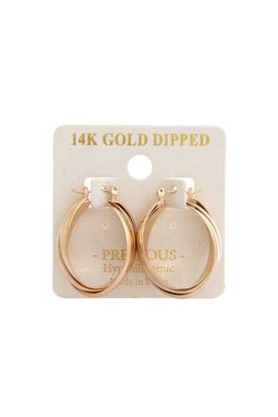 TRIPLE OVAL HOOP 14K GOLD DIPPED EARRING