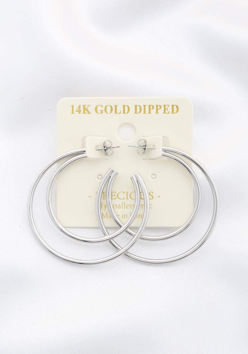 DOUBLE CIRCLE 14K GOLD DIPPED EARRING