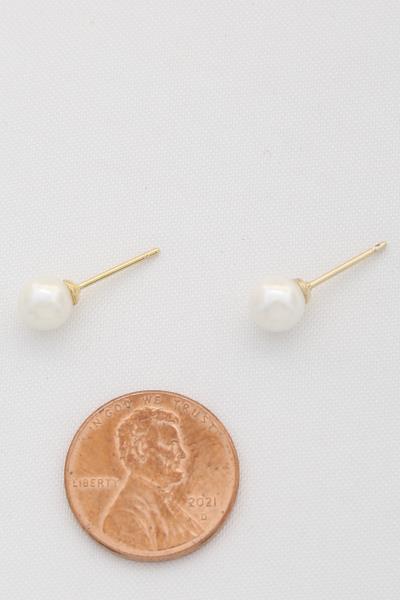 REAL SEASHELL PEARL BEAD 14K GOLD DIPPED HYPOALLERGENIC EARRING