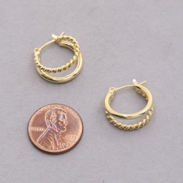 TWIST DOUBLE HOOP 14K GOLD DIPPED EARRING
