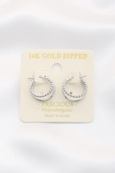 TWIST DOUBLE HOOP 14K GOLD DIPPED EARRING