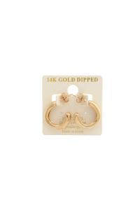 METALLIC HOOP 14K GOLD DIPPED EARRING