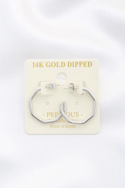 HEXAGON SHAPE 14K GOLD DIPPED EARRING