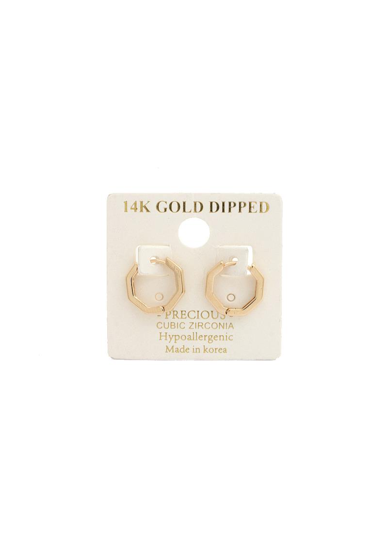 14K GOLD DIPPED HEXAGON SHAPE EARRING