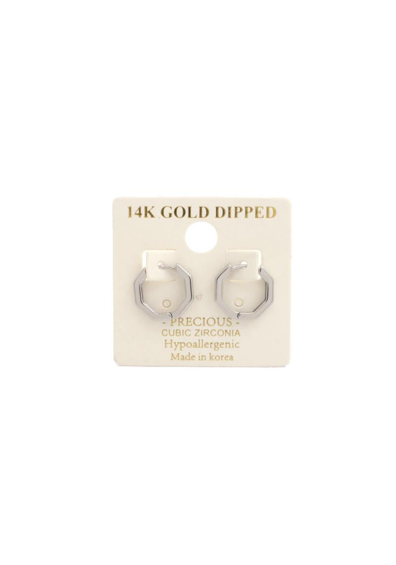 14K GOLD DIPPED HEXAGON SHAPE EARRING