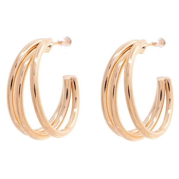 14K GOLD DIPPED TRIPLE HOOP EARRING