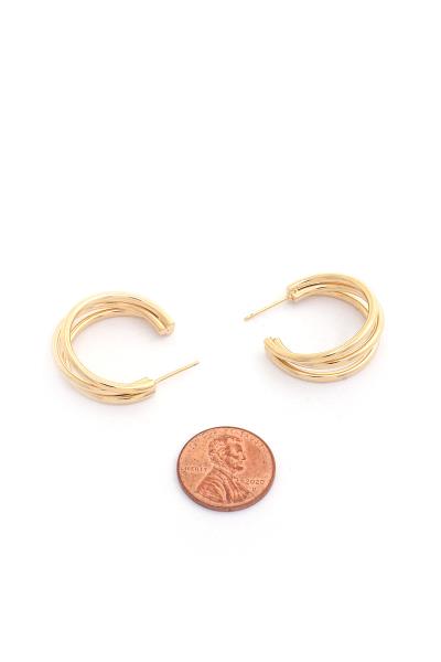 14K GOLD DIPPED TRIPLE HOOP EARRING