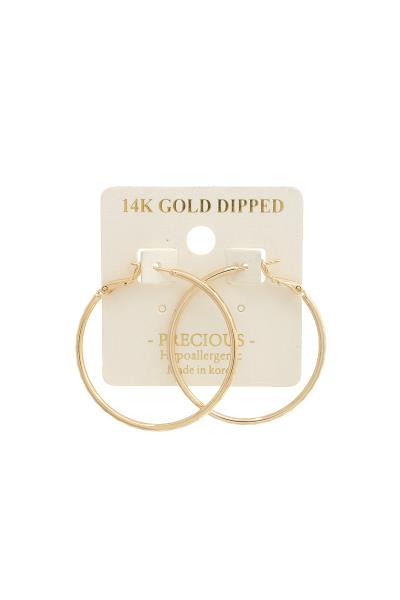 HAMMERED METAL 14K GOLD DIPPED HOOP EARRING