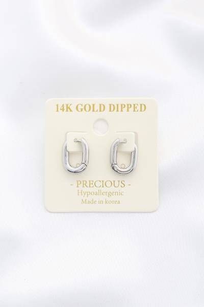 MINI OVAL 14K GOLD DIPPED HUGGIE EARRING