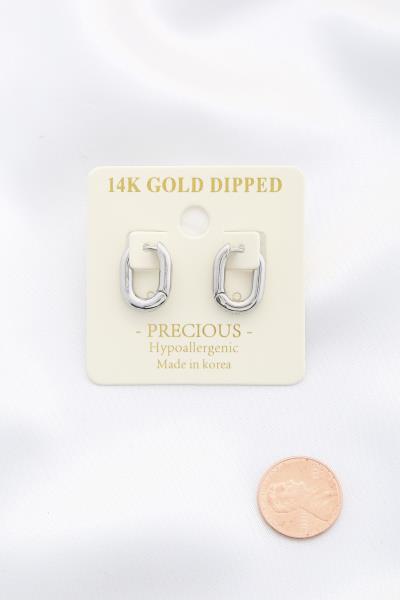 MINI OVAL 14K GOLD DIPPED HUGGIE EARRING