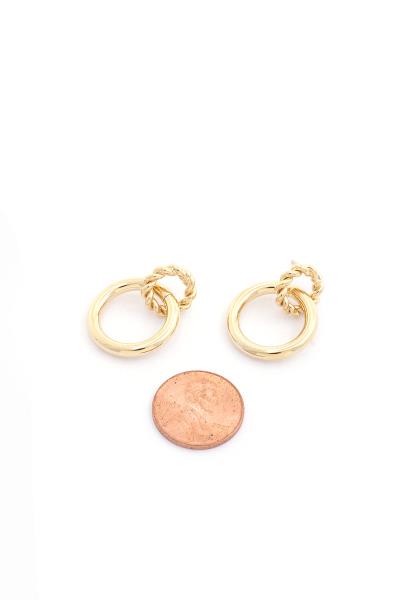 14K GOLD DIPPED TWISTED RING LINK EARRING