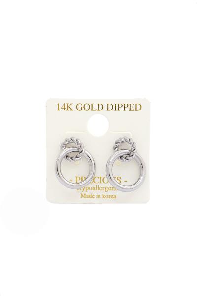 14K GOLD DIPPED TWISTED RING LINK EARRING
