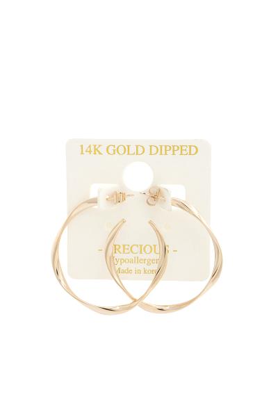 14K GOLD DIPPED TWISTED HOOP EARRING