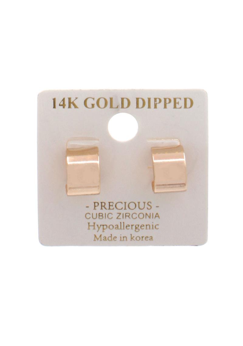 14K GOLD DIPPED WIDE MINI METAL HOOP EARRING