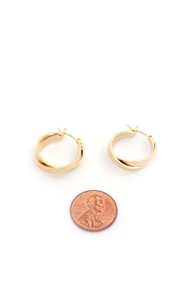 14K GOLD DIPPEED DOUBLE CIRCLE EARRING
