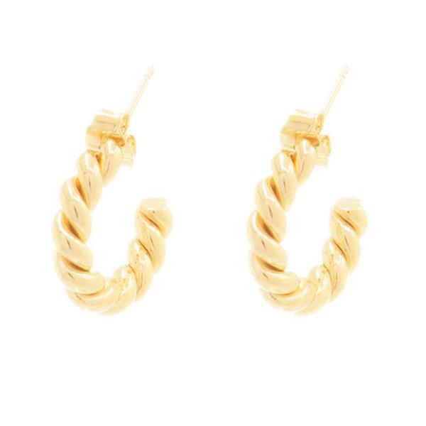 14K GOLD DIPPED HYPOALLERGENIC MADE IN KOREA CLASSIC METAL TWIST MINI HOOP EARRING