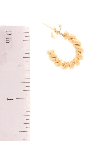 14K GOLD DIPPED HYPOALLERGENIC MADE IN KOREA CLASSIC METAL TWIST MINI HOOP EARRING