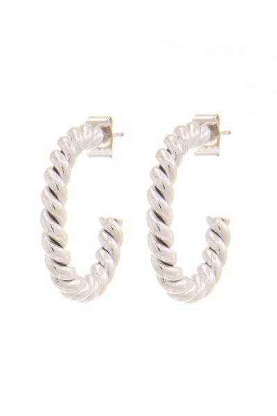 METAL ROPE LINK14K GOLD DIPPED 925 SILVER POST HOOP EARRING