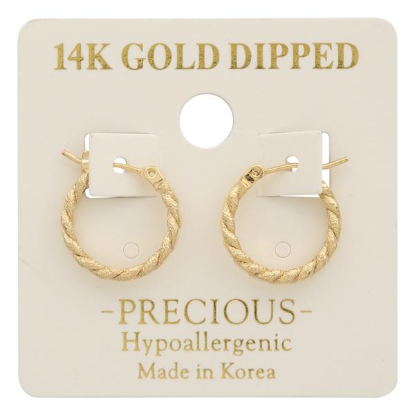 14K GOLD DIPPED BASIC TWIST METAL MINI HOOP EARRING
