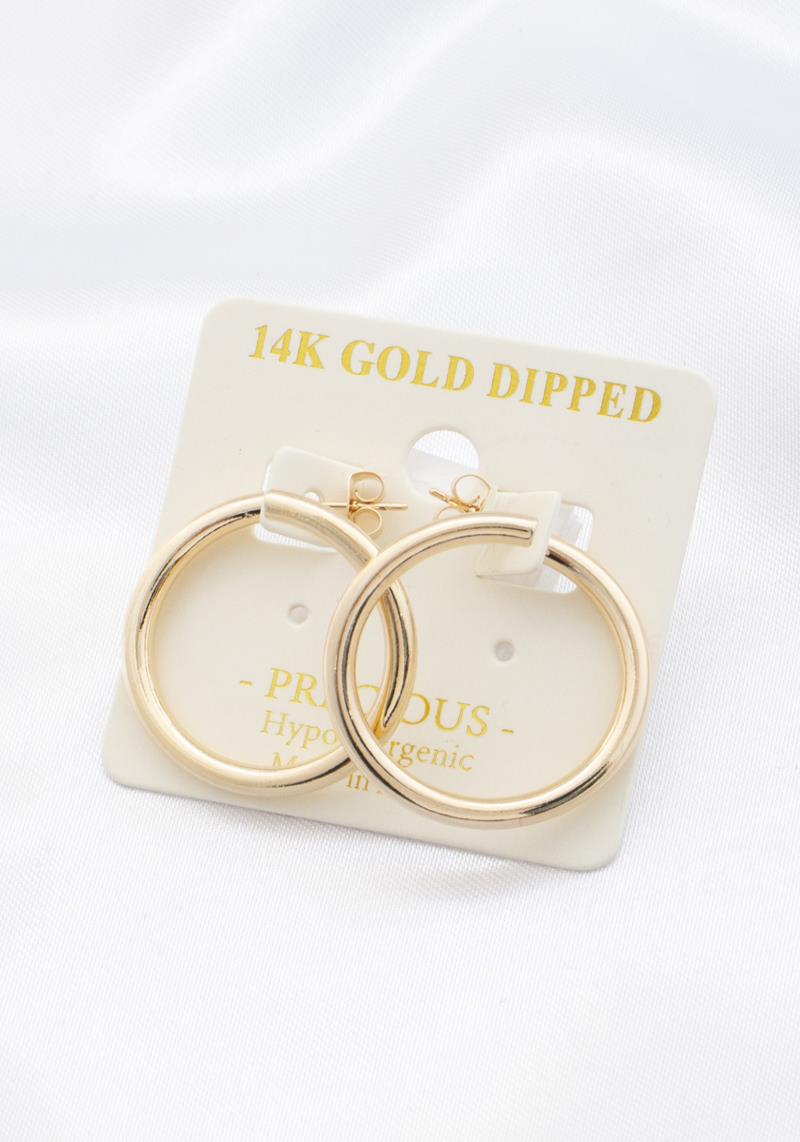 14K GOLD DIPPED TWIST OPEN CIRCLE EARRING