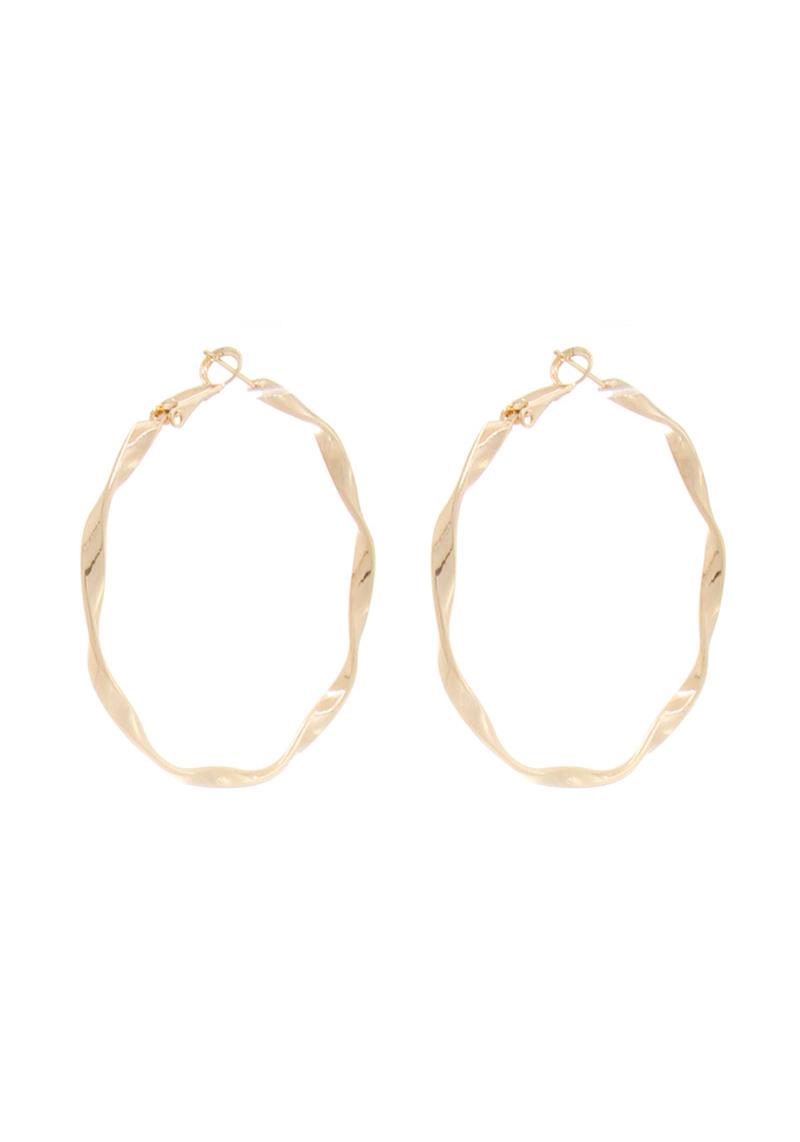 14K GOLD DIPPED HYPOALLERGENIC MADE IN KOREA CLASSIC 50MM TWIST METAL HOOP EARRING