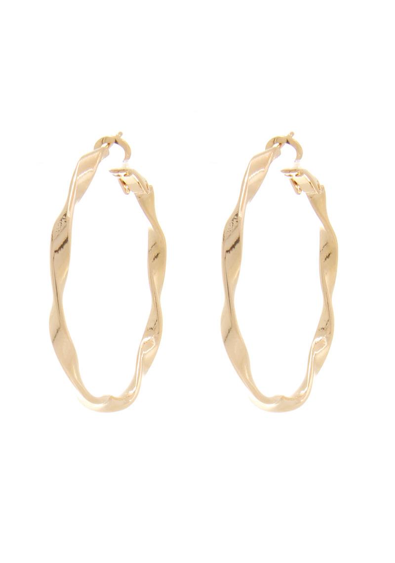 14K GOLD DIPPED HYPOALLERGENIC MADE IN KOREA CLASSIC 40MM TWIST METAL HOOP EARRING
